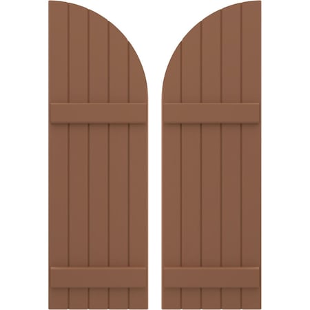 Ekena Millwork Americraft 5-Board (2 Batten) Wood Joined Board-n-Batten Shutters w/ Arch Top, ARW101BQ518X48BTH, PR ARW101BQ518X48BTH